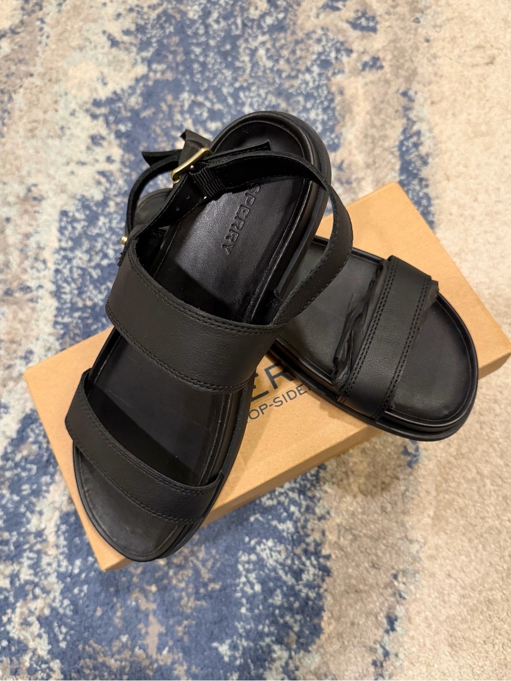 Sperry Black Double-Strap Women's Sandal with Ankle Buckle